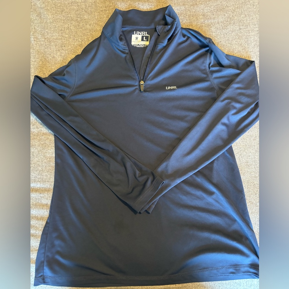 UNRL Men’s  long Sleeve 1/4 Quarter Zip lightweight pullover size L Navy